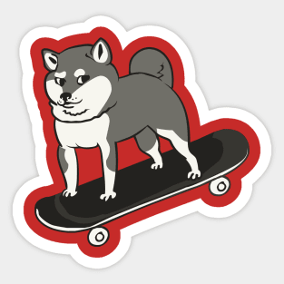 Skateboarding Shiba Inu Sticker